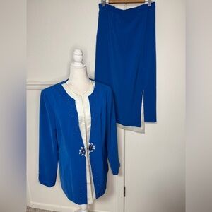 Terramina Royal Blue Pencil Skirt and blouse with sequins set size 12